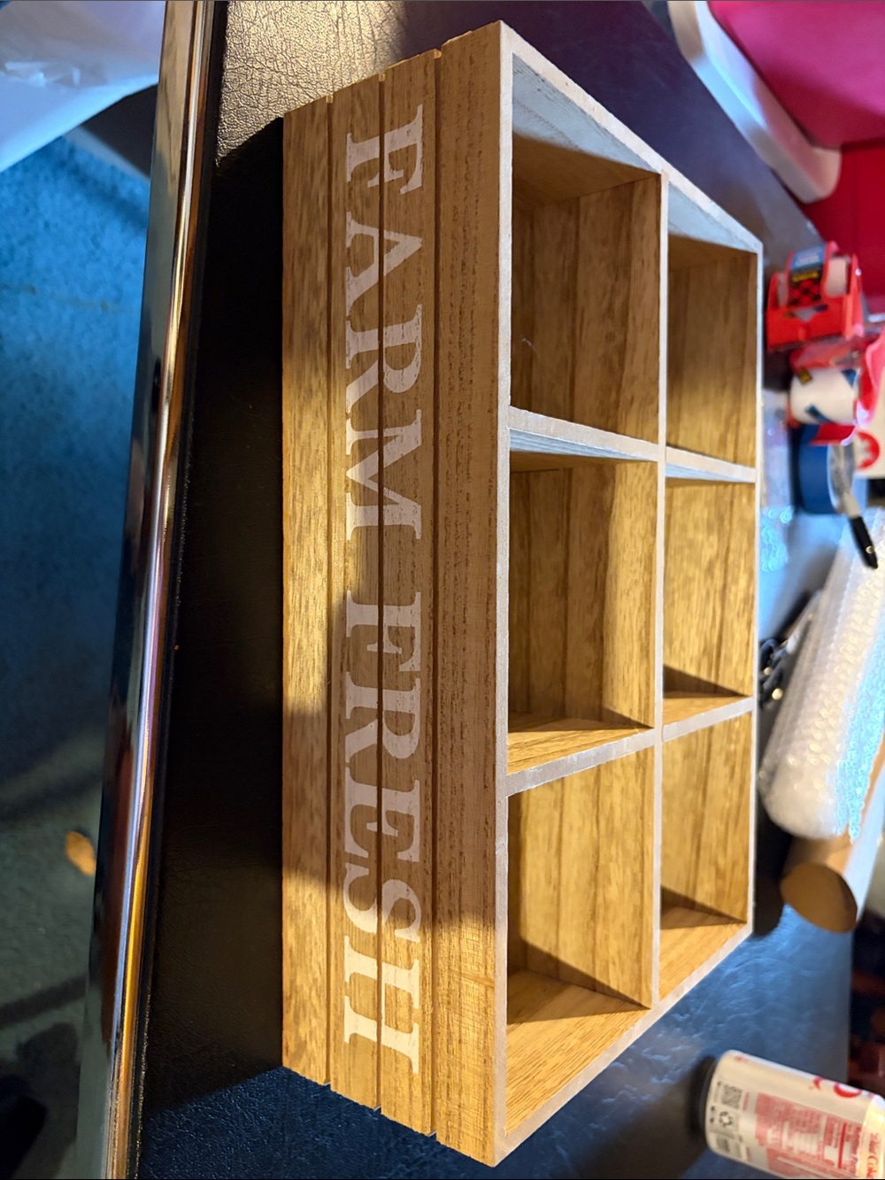 Wooden 6-Compartment Display tray- Natural Oak Tone 13x8.5